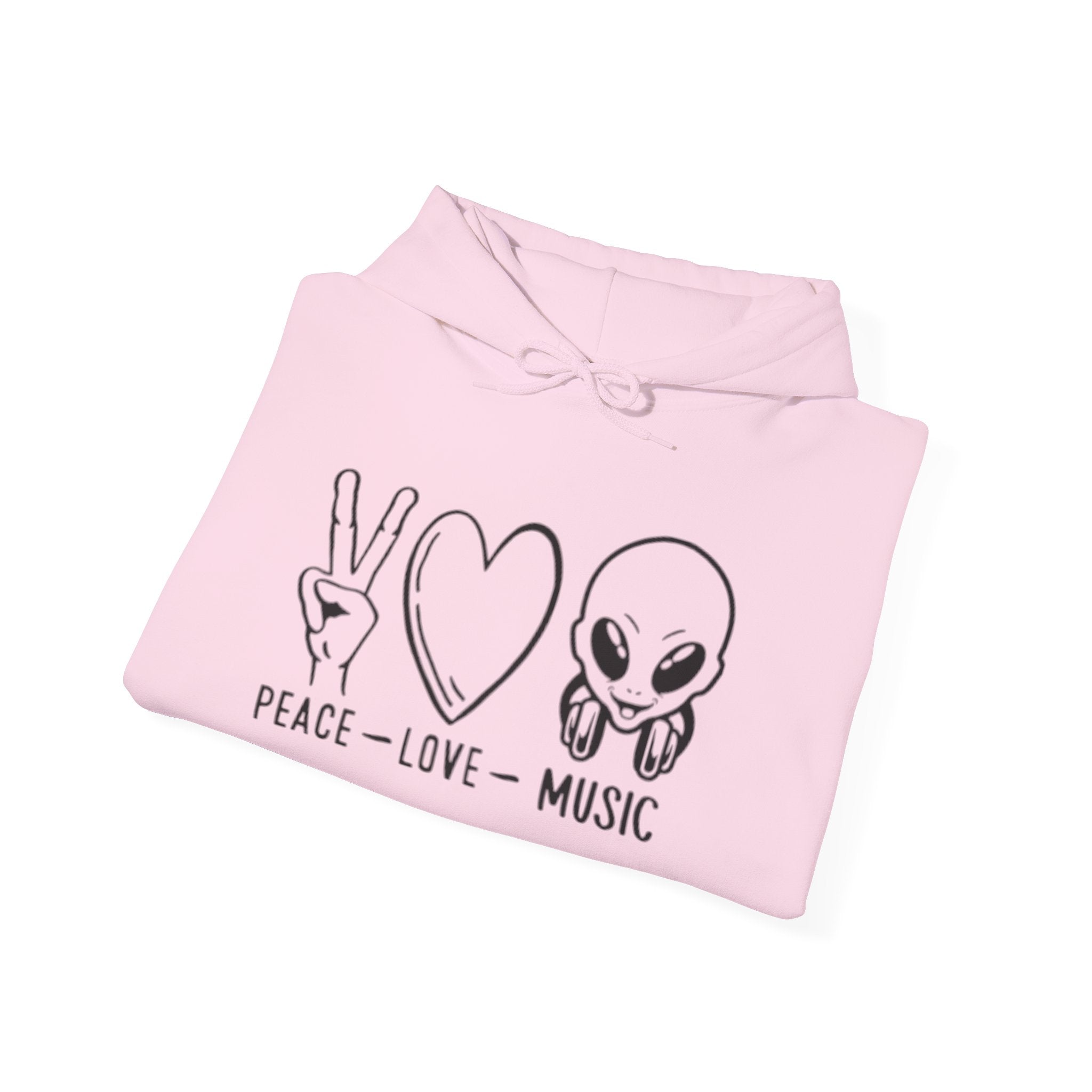 Peace Love Music Hoodie — Alien DJ Graphic Pullover