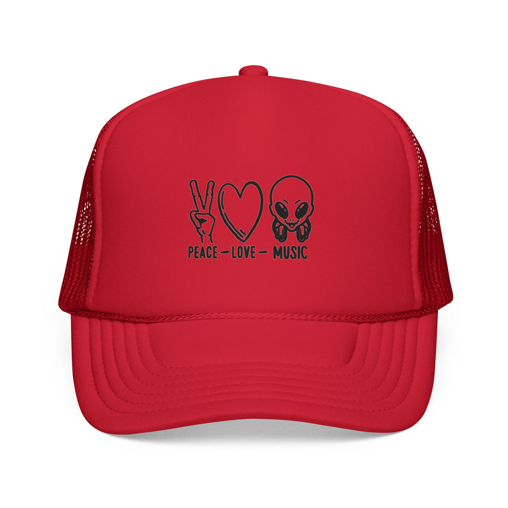 Peace Love Music Trucker Cap – Retro Festival Hat