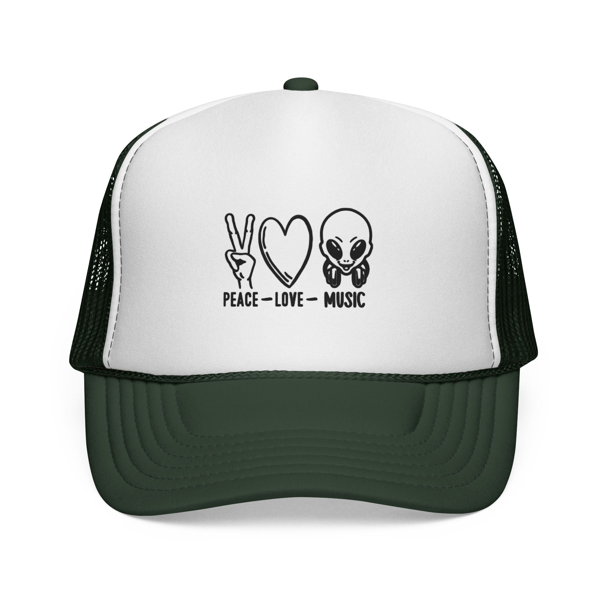Peace Love Music Trucker Cap – Retro Festival Hat