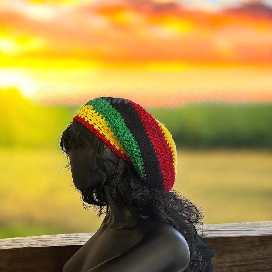 Crochet Rasta Beanie | Handmade Rasta Slouch Hat