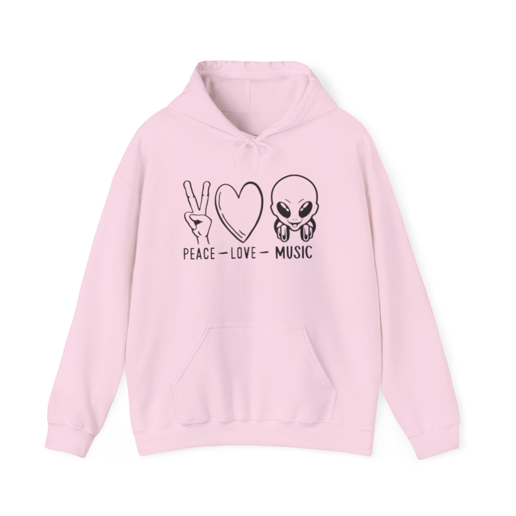 Peace Love Music Hoodie — Alien DJ Graphic Pullover