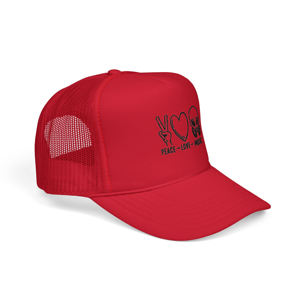 Peace Love Music Trucker Cap – Retro Festival Hat