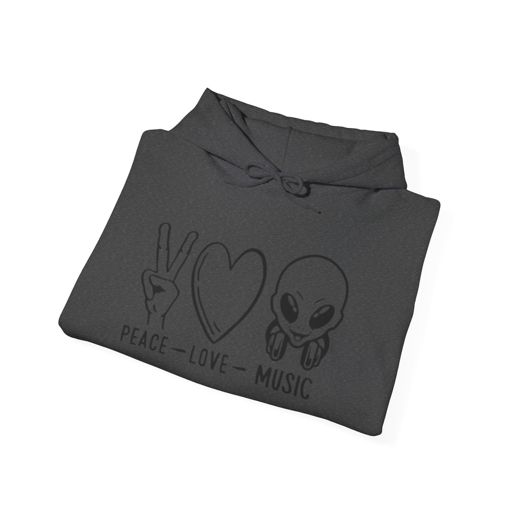 Peace Love Music Hoodie — Alien DJ Graphic Pullover