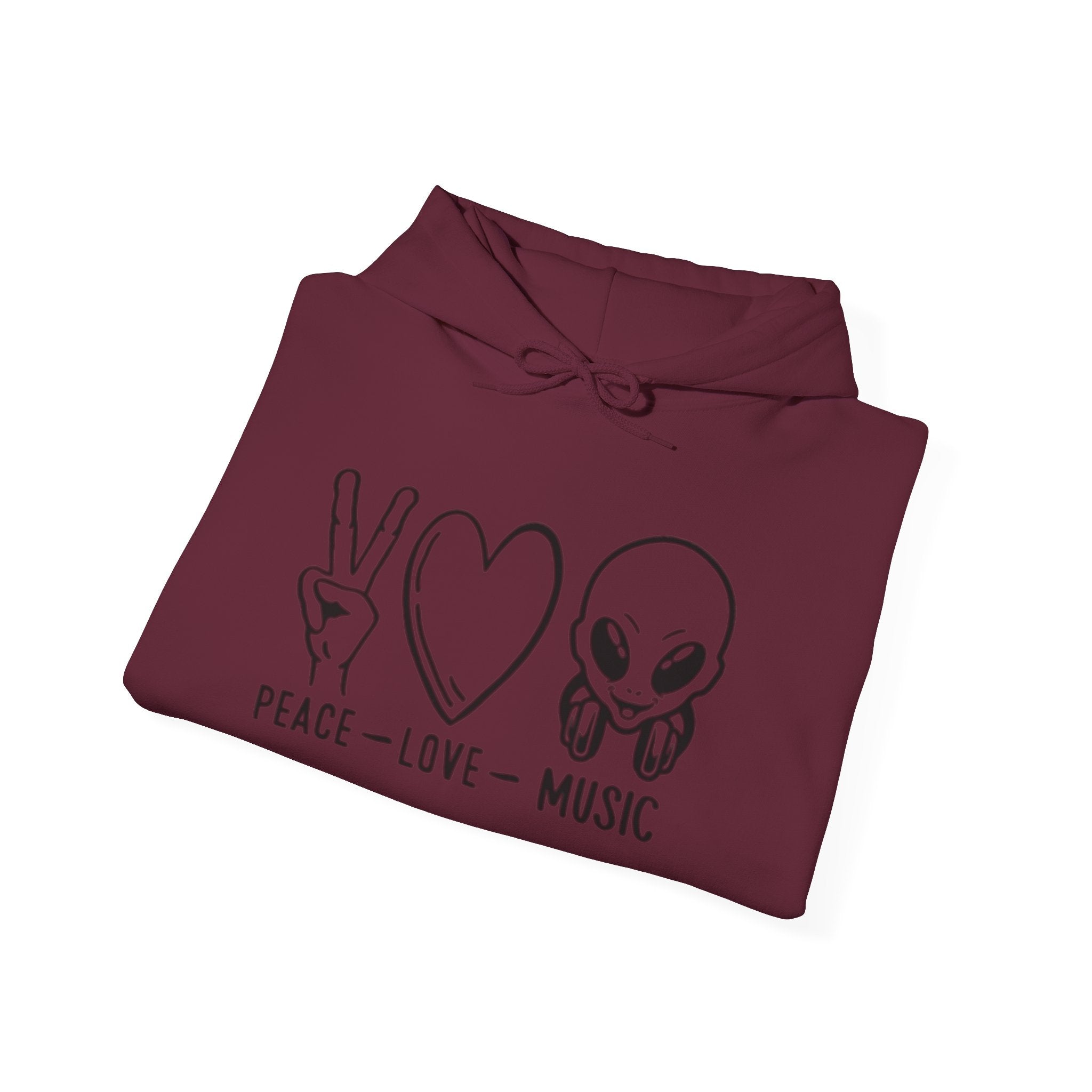 Peace Love Music Hoodie — Alien DJ Graphic Pullover