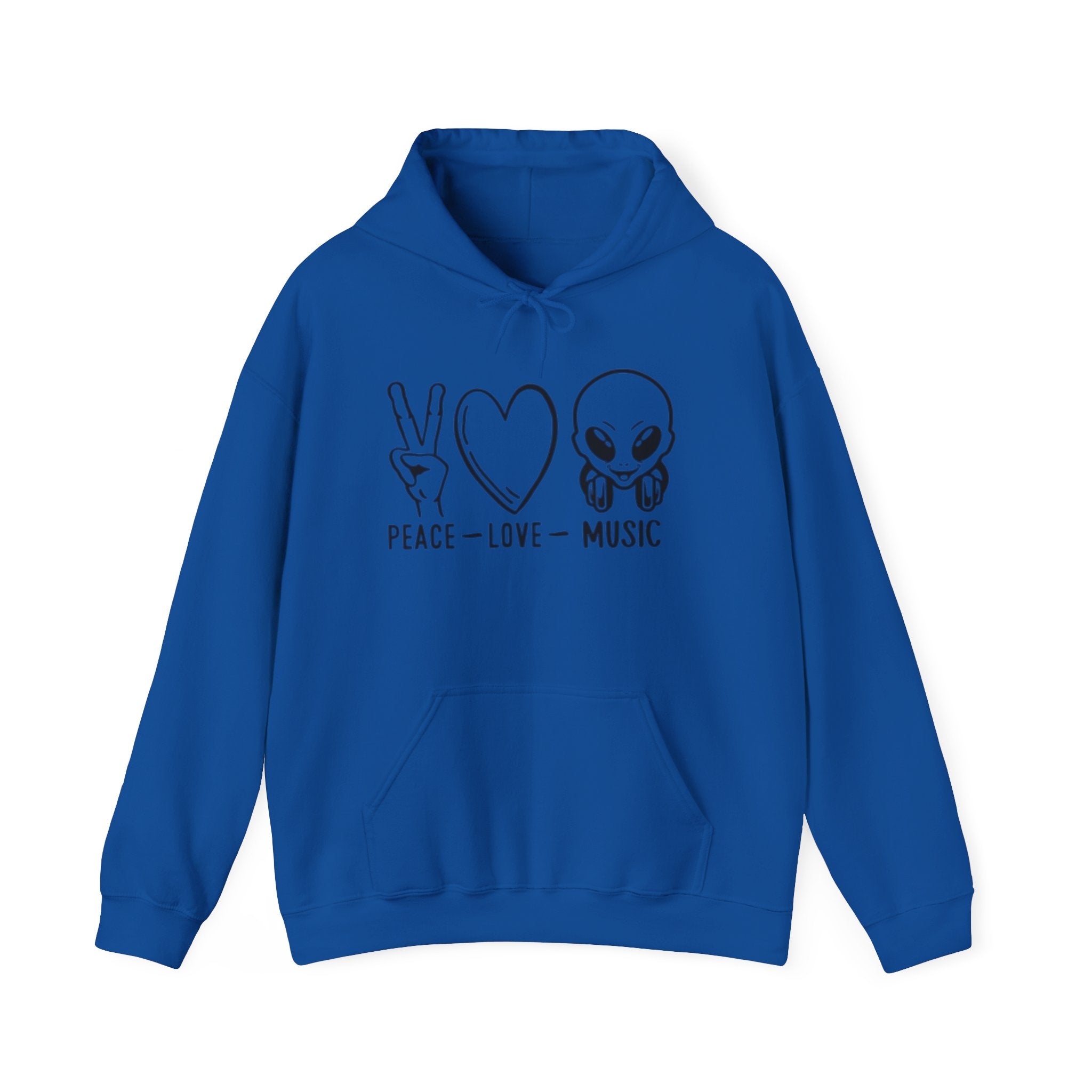 Peace Love Music Hoodie — Alien DJ Graphic Pullover