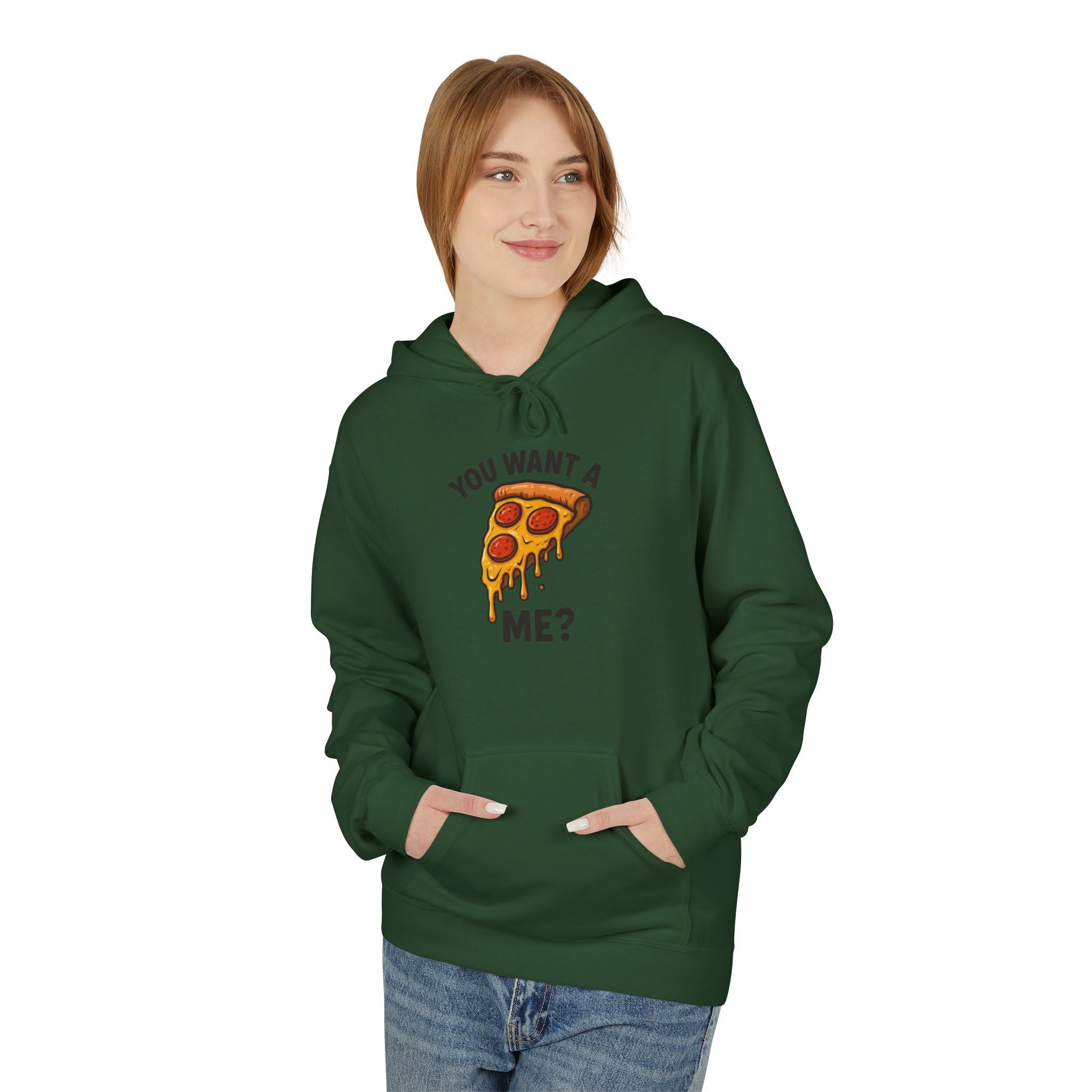 Pizza Slice Hoodie — "You Want a Me?" Funny Food Graphic Pullover