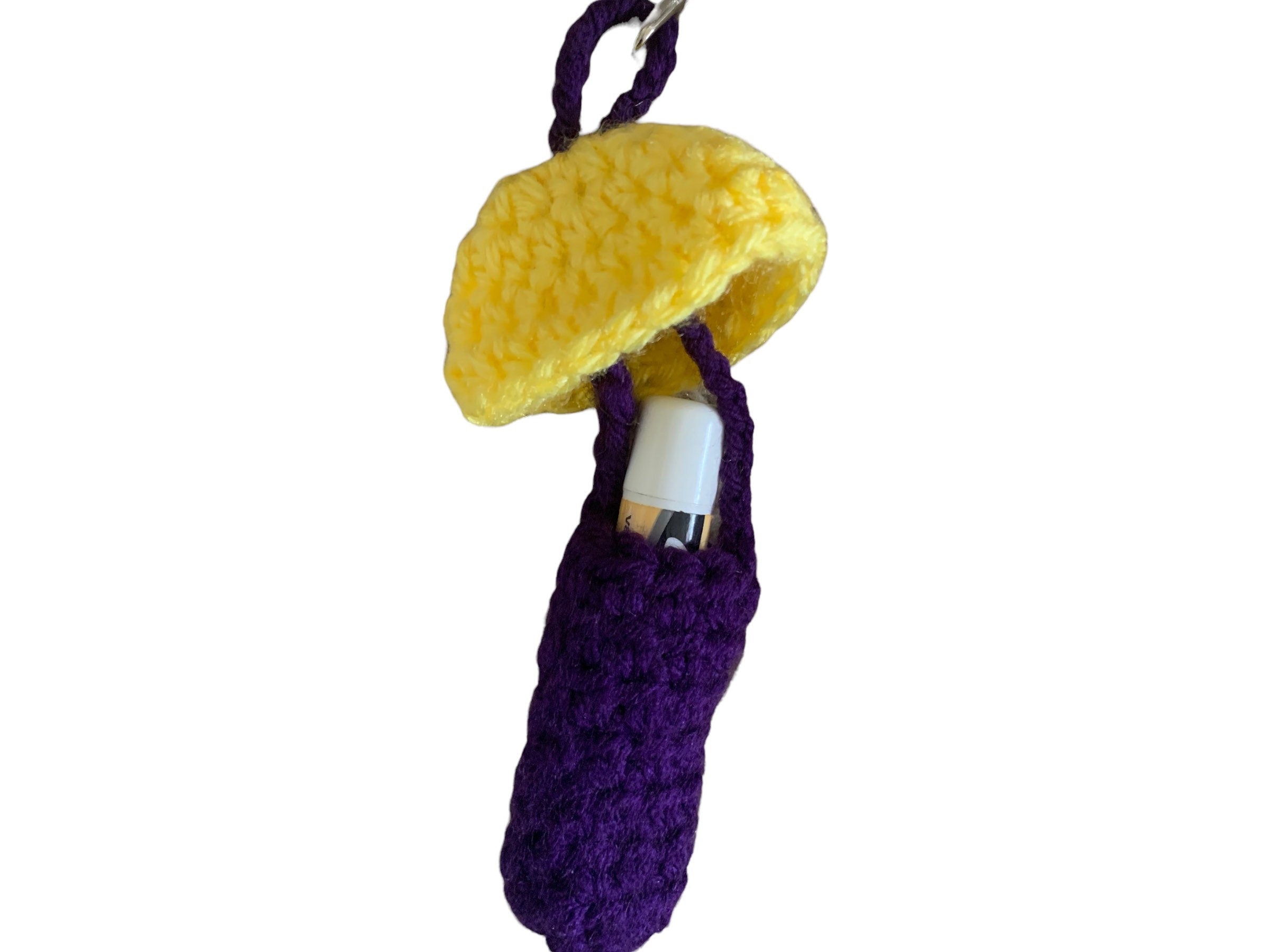 Handmade Crochet Mushroom Lighter Keychain | Chapstick Holder