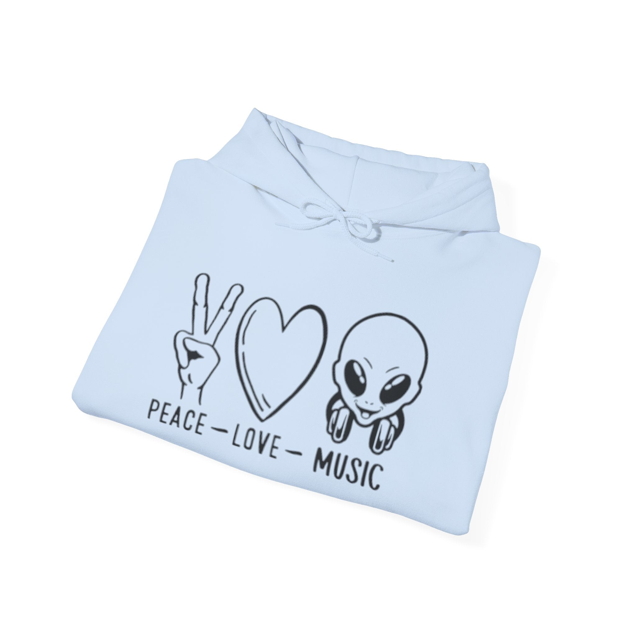 Peace Love Music Hoodie — Alien DJ Graphic Pullover