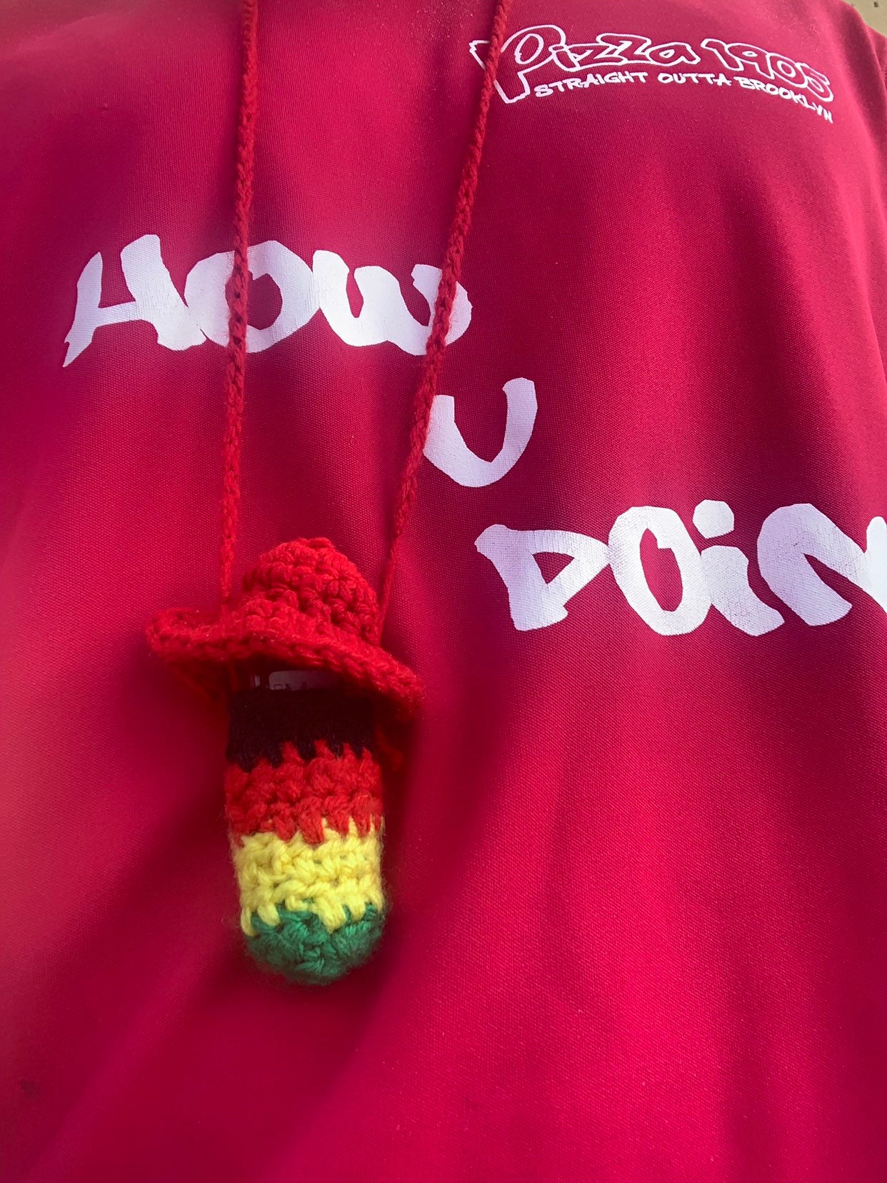 Handmade Rasta Mushroom Lighter Leash Necklace | Handmade Rasta Mushroom Chapstick Holder Necklace