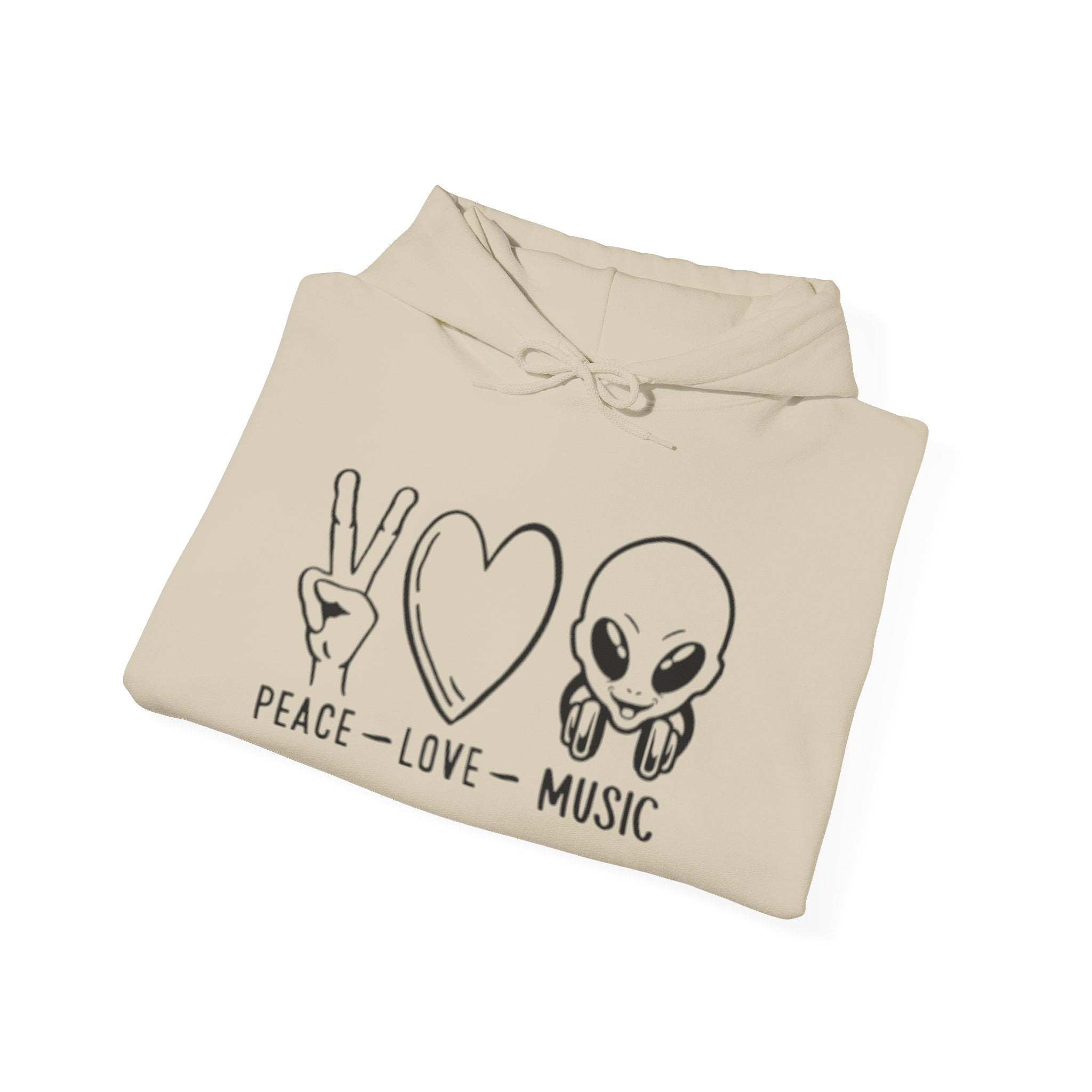 Peace Love Music Hoodie — Alien DJ Graphic Pullover