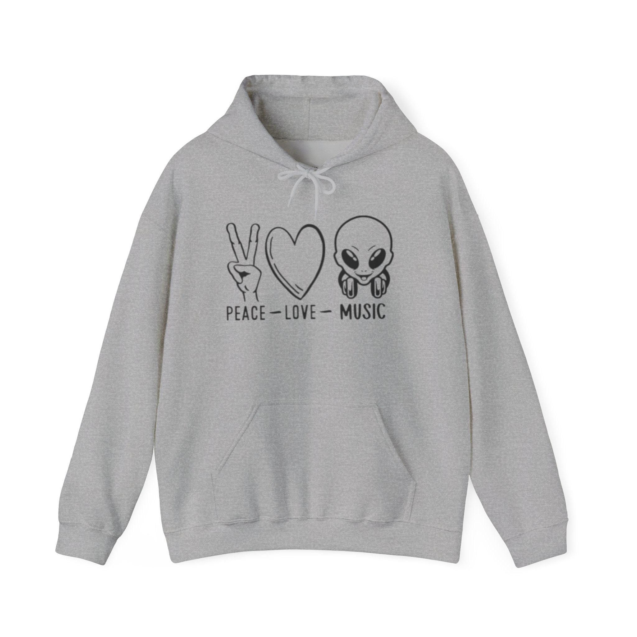 Peace Love Music Hoodie — Alien DJ Graphic Pullover