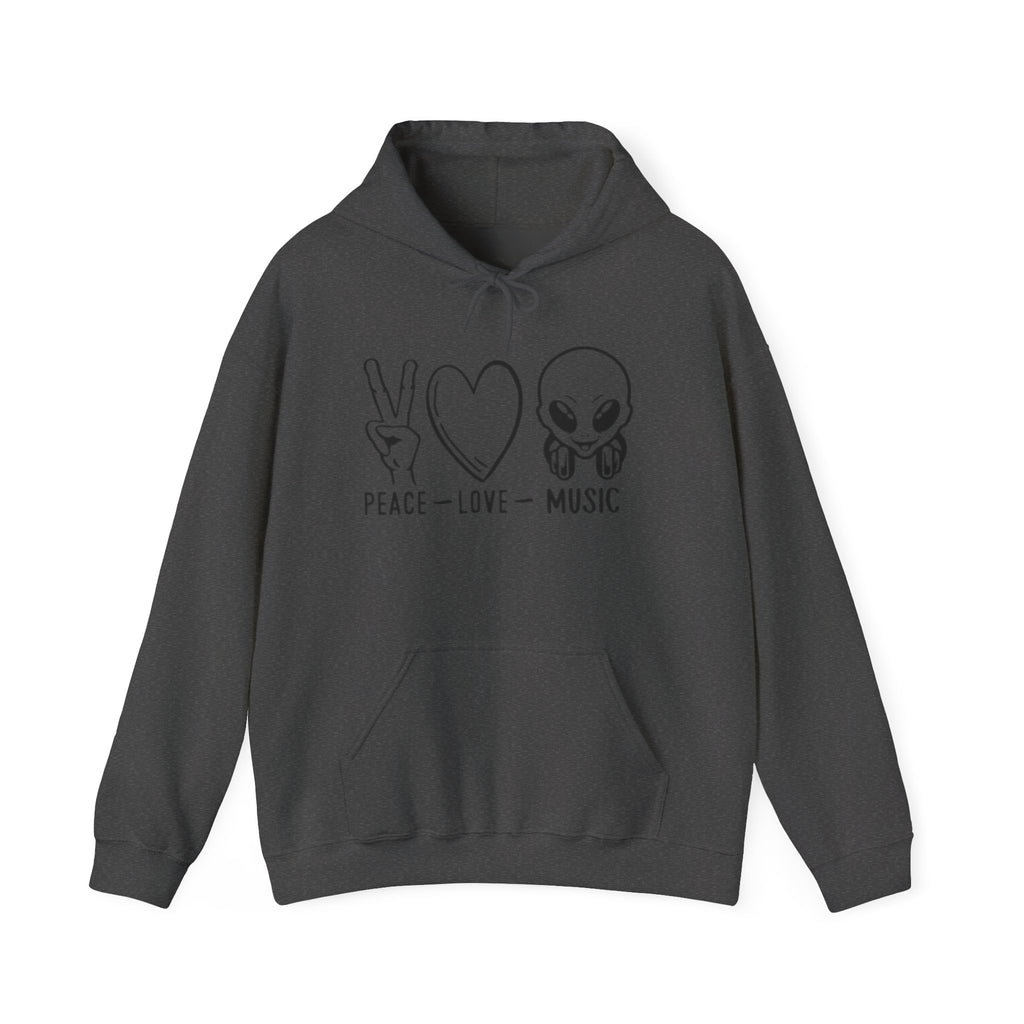 Peace Love Music Hoodie — Alien DJ Graphic Pullover