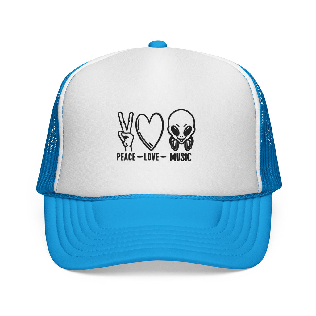 Peace Love Music Trucker Cap – Retro Festival Hat