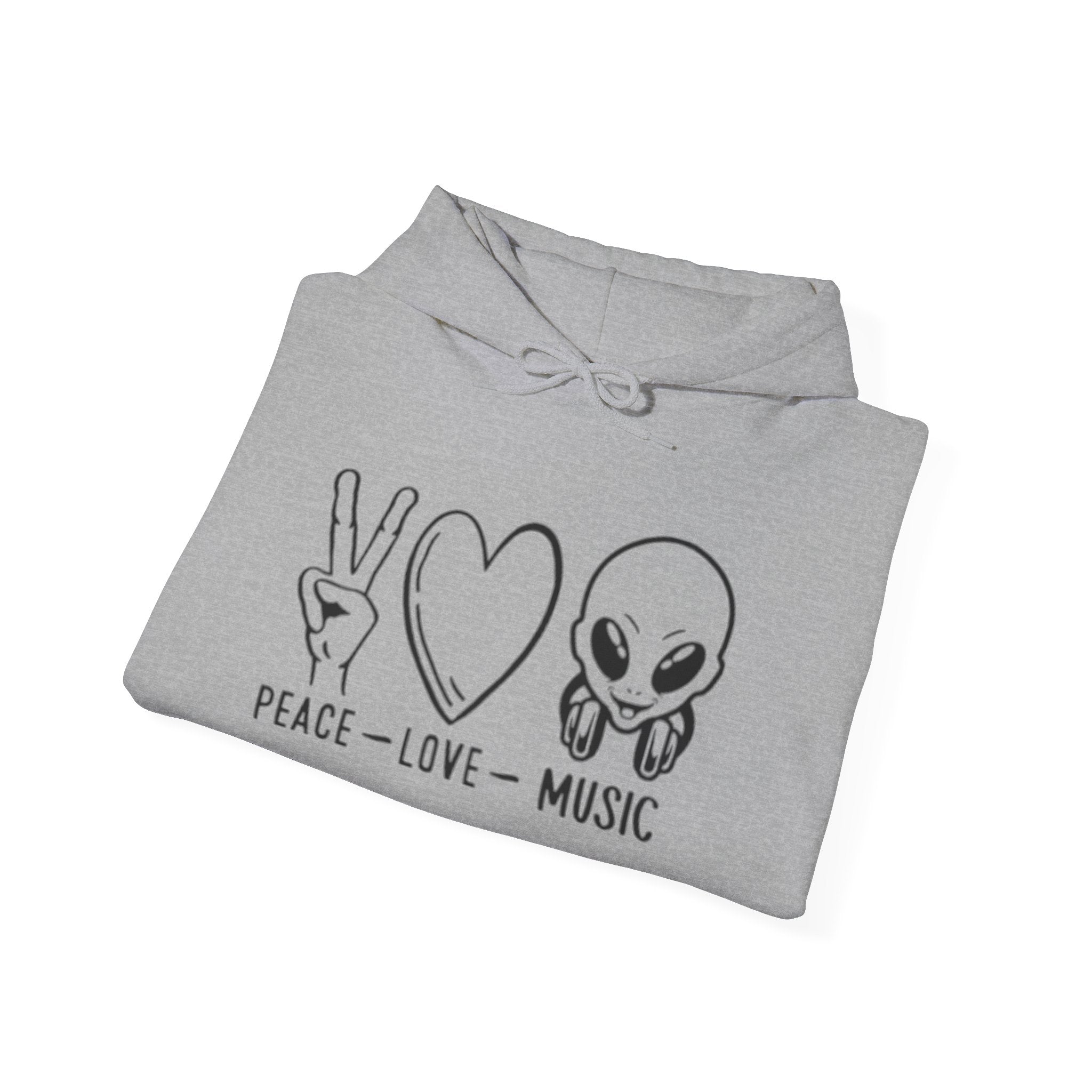 Peace Love Music Hoodie — Alien DJ Graphic Pullover