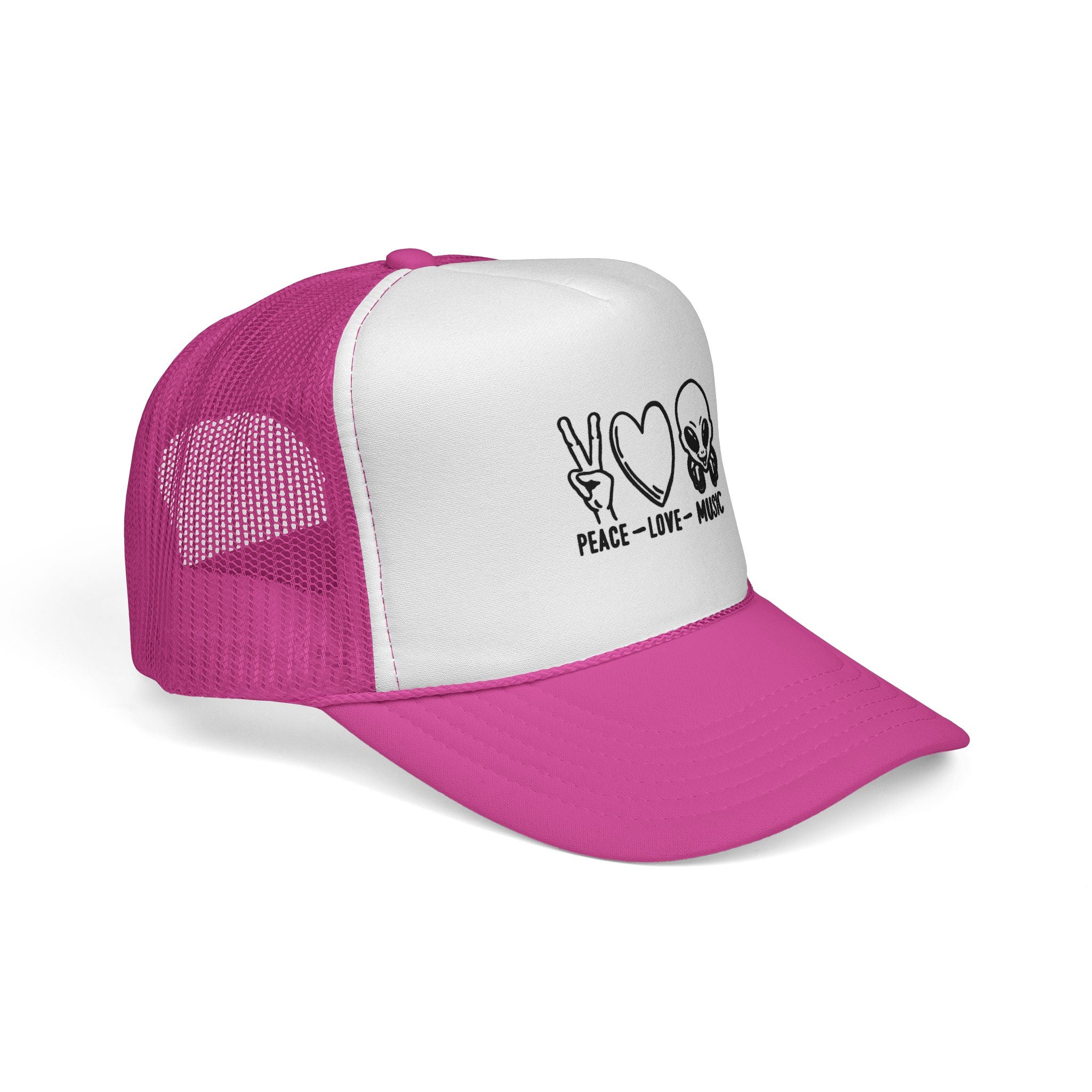 Peace Love Music Trucker Cap – Retro Festival Hat