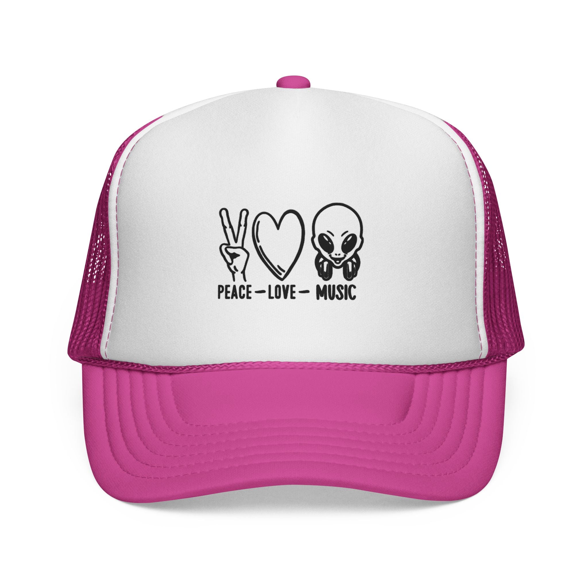 Peace Love Music Trucker Cap – Retro Festival Hat