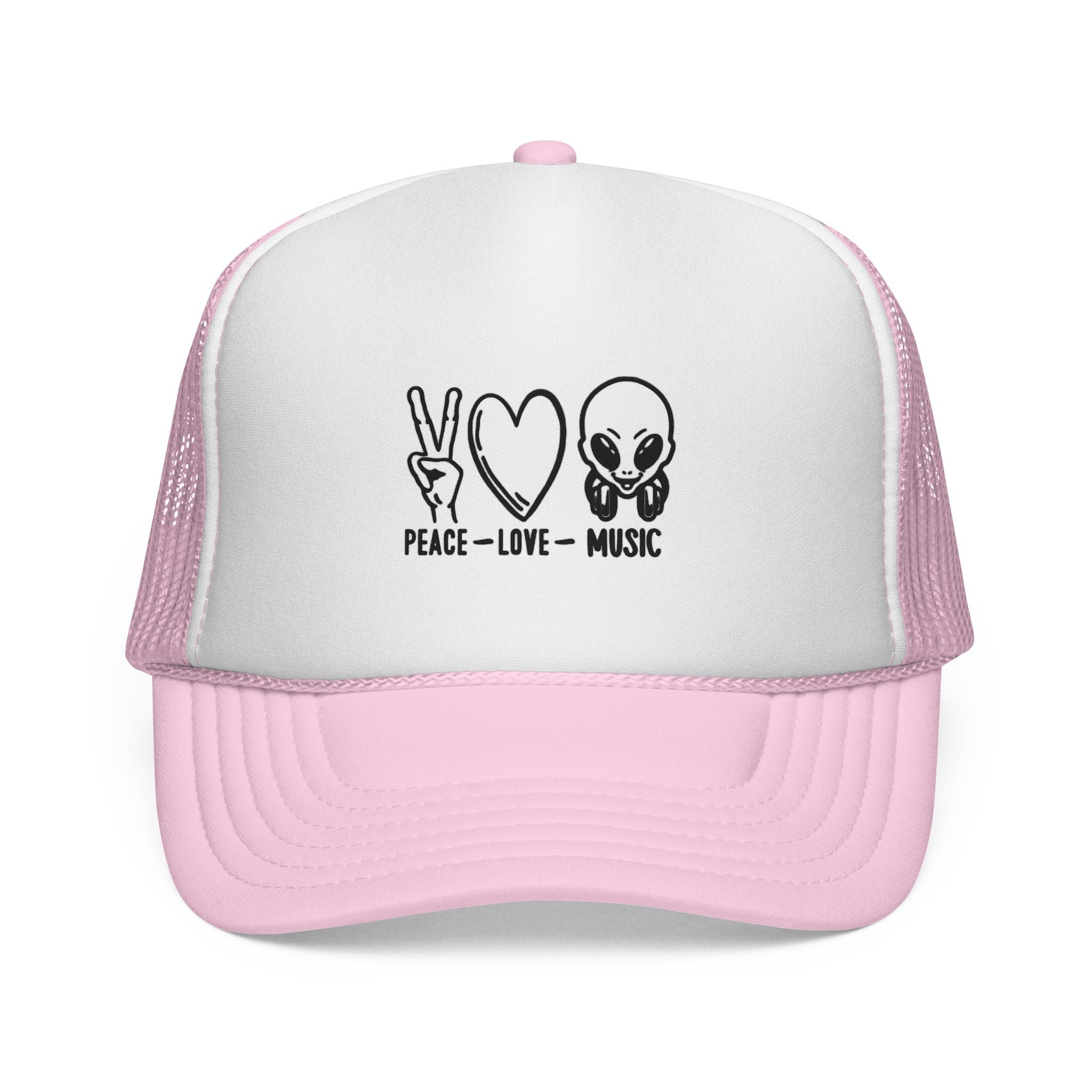 Peace Love Music Trucker Cap – Retro Festival Hat