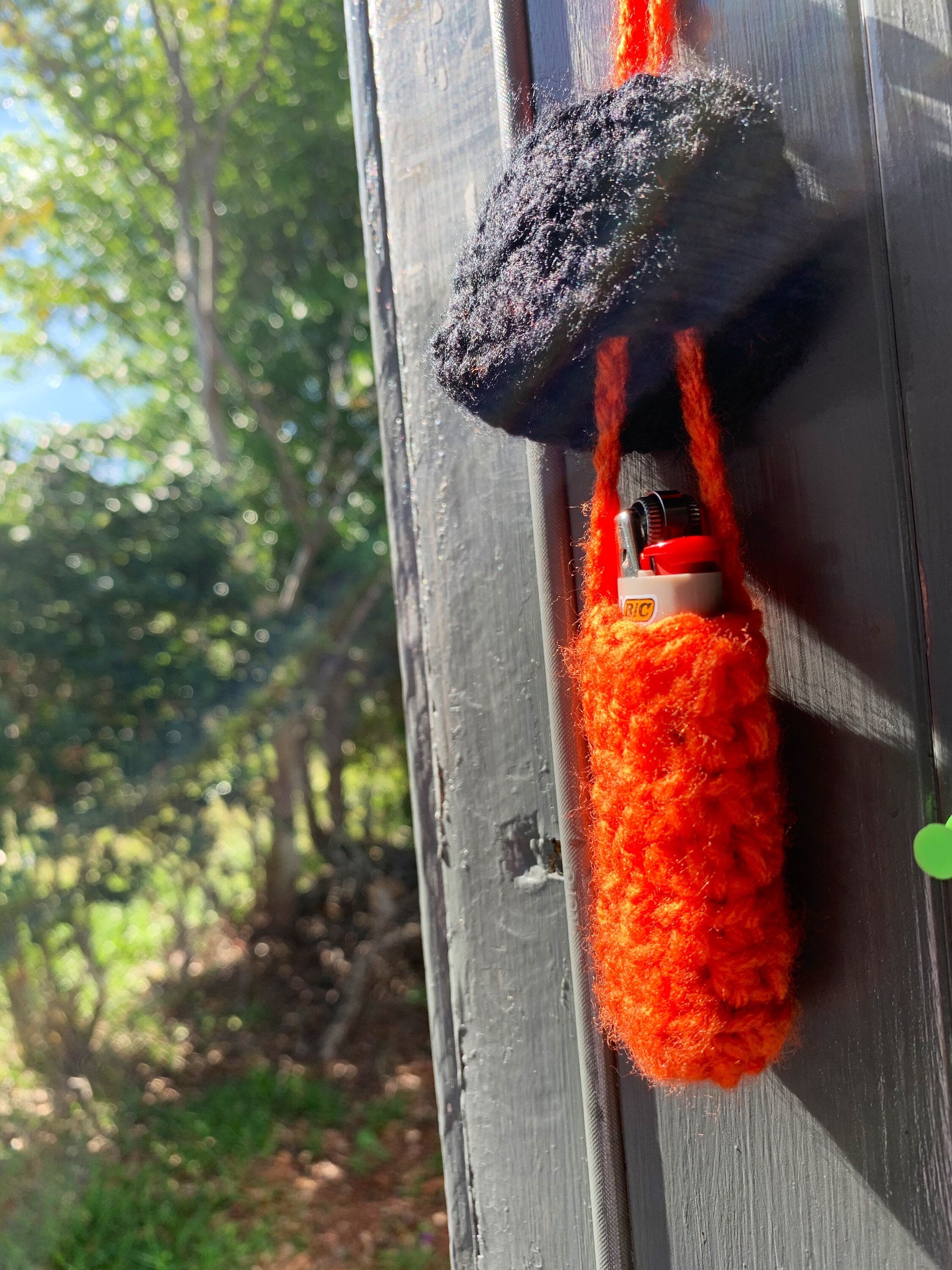 Handmade Crochet Mushroom Lighter Keychain | Chapstick Holder