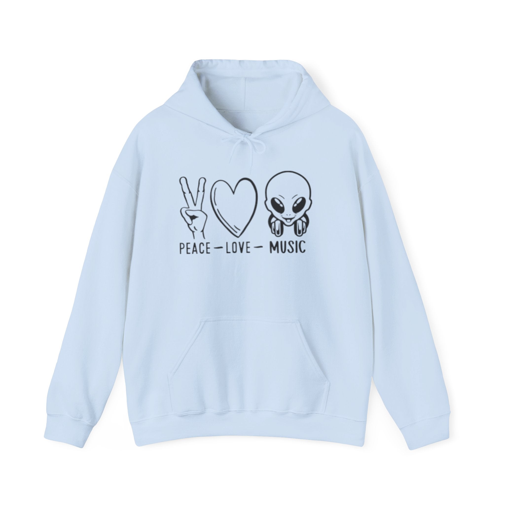 Peace Love Music Hoodie — Alien DJ Graphic Pullover
