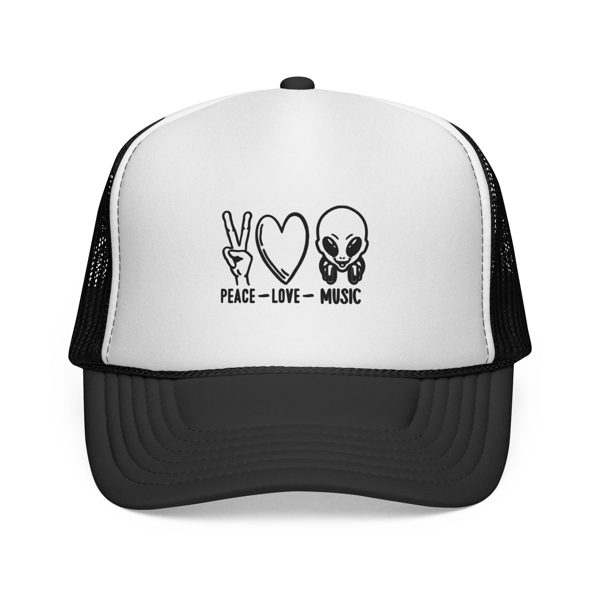Peace Love Music Trucker Cap – Retro Festival Hat