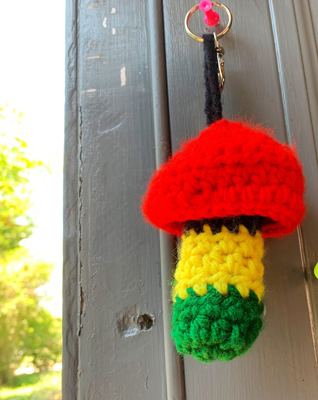Handmade Rasta Mushroom Lighter Leash Keychain