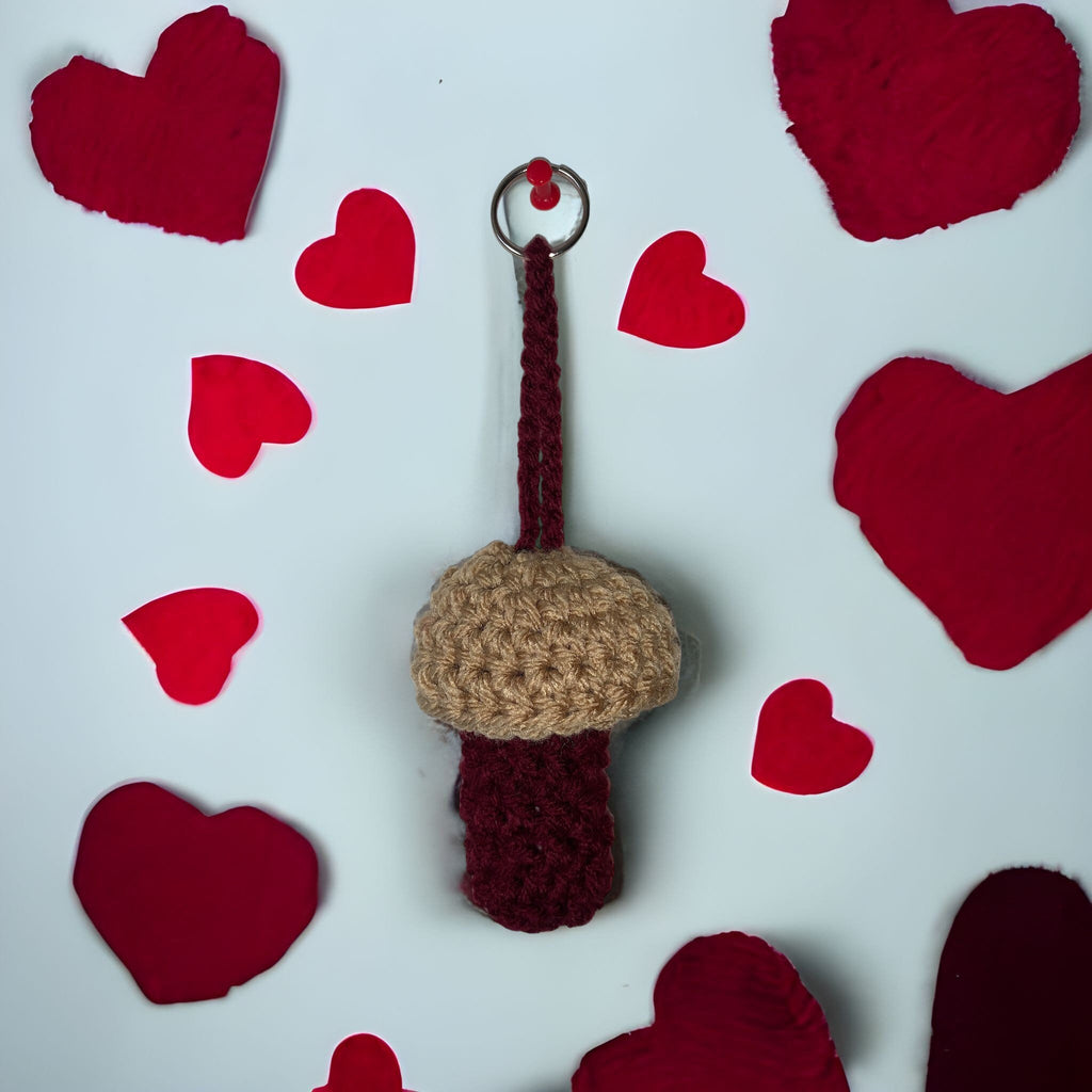 Handmade Crochet Mushroom Lighter Keychain | Chapstick Holder