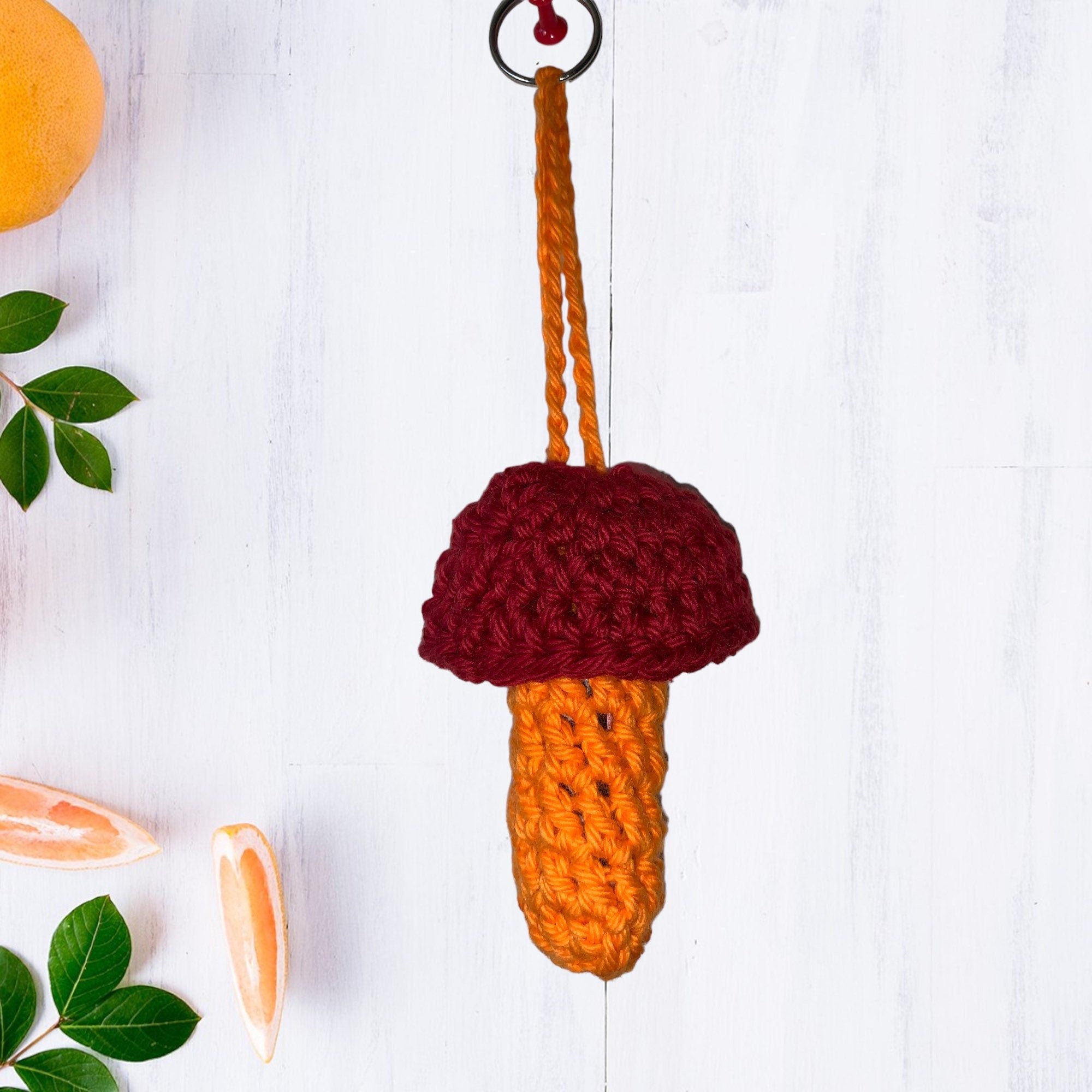 Handmade Crochet Mushroom Lighter Keychain | Chapstick Holder